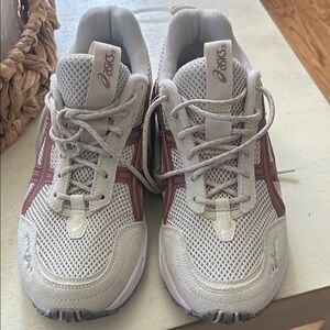 Asics White and Burgundy Running Shoes